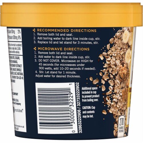 Quaker Real Medleys Super Grains Banana Walnut Oatmeal Cereal Cup Perspective: left