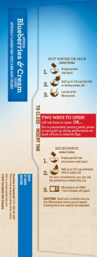Quaker Blueberry and Cream Instant Oatmeal Breakfast Cereal Perspective: left