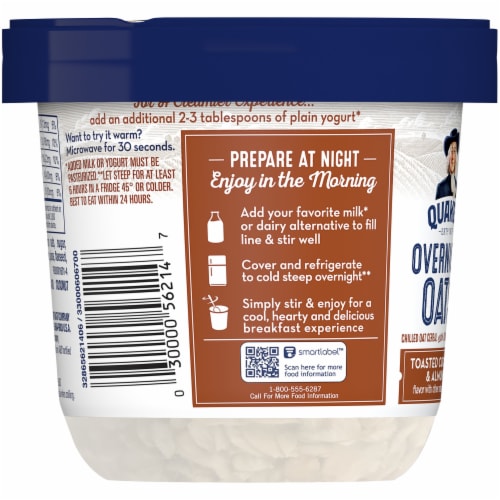 Quaker Toasted Coconut & Almond Overnight Oats Cup Perspective: left