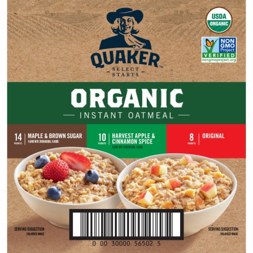Quaker Organic Instant Oatmeal Packets Variety Pack Perspective: left