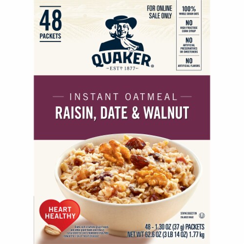 Quaker Raisin Date & Walnut Instant Oatmeal Packets Perspective: left