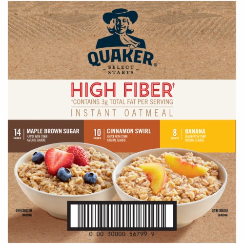 Quaker Select Starts High Fiber Instant Oatmeal Variety Pack 32 Count Perspective: left