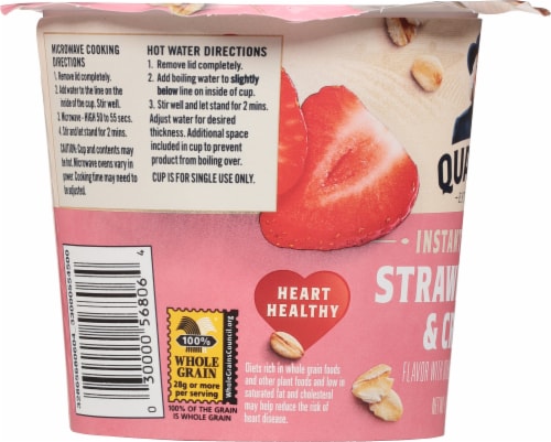 Quaker Strawberry and Cream Instant Oatmeal Breakfast Cup Perspective: left