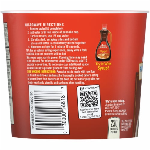 Aunt Jemima Pancake On The Go Chocolate Chip Pancake Mix Breakfast Cup Perspective: left