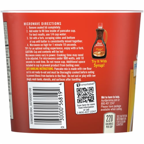 Aunt Jemima Pancake On The Go Buttermilk and Maple Pancake Mix Breakfast Cup Perspective: left