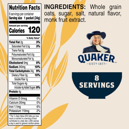 Quaker Lower Sugar Maple & Brown Sugar Instant Oatmeal Perspective: left