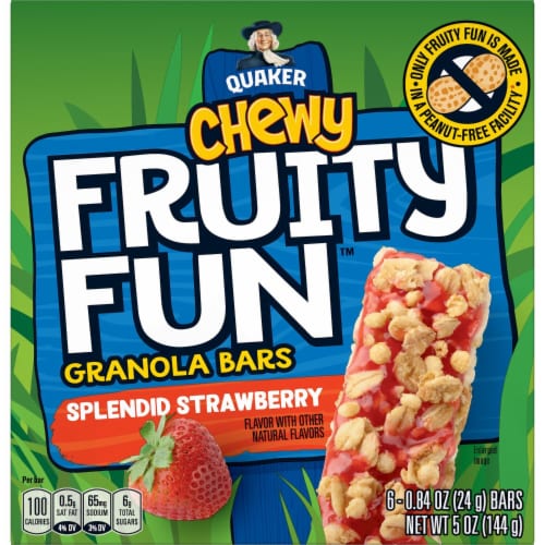 Quaker Chewy Fruity Fun Splendid Strawberry Granola Bars Perspective: left