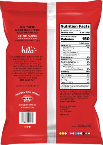Hilo Life™ Spicy Salsa Almond Flour Tortilla Style Chips Perspective: left