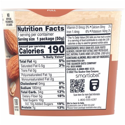 Quaker® Honey & Almonds Instant Oatmeal Cups Perspective: left