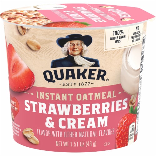 Quaker® Strawberries & Cream Instant Oatmeal Cups Perspective: left