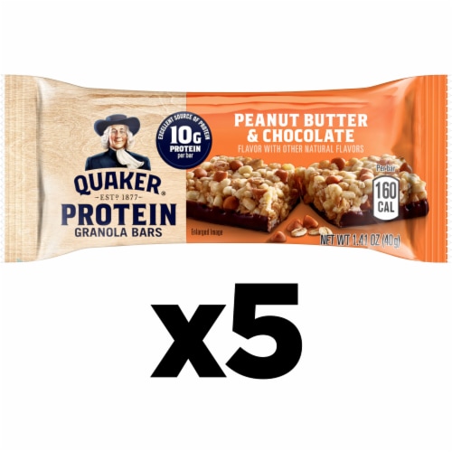 Quaker® Chocolate Peanut Butter Protein Granola Bars Perspective: left