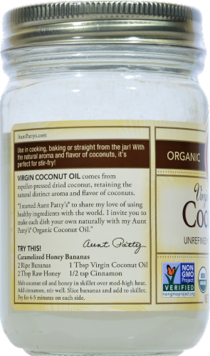 Aunt Pattys Extra Virgin Coconut Oil Perspective: left