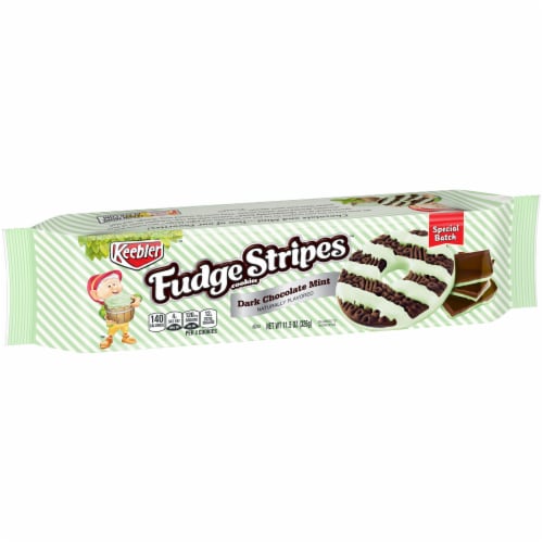 Keebler Fudge Stripes Dark Chocolate Mint Cookies Perspective: left