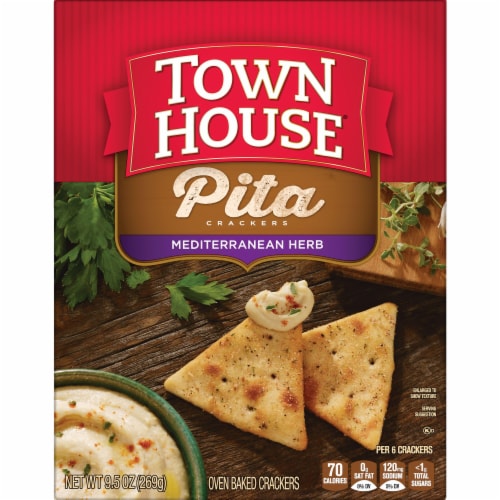 Kellogg's Town House Pita Crackers Mediterranean Herb Oven Baked Crackers Perspective: left