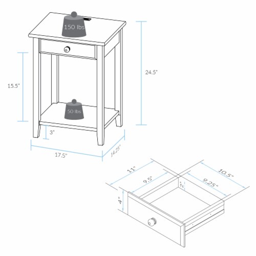 Casual home night owl sales nightstand with usb