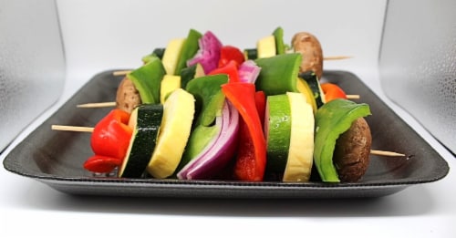 Fresh Cut Vegetable Kabob Skewers Perspective: left