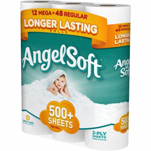 Angel Soft Mega Roll Bath Tissue Perspective: left