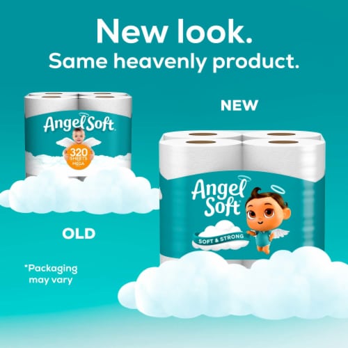 Angel Soft® Mega 2-Ply Toilet Paper Perspective: left