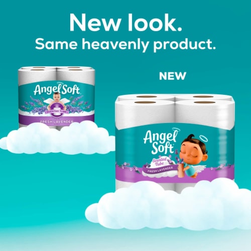 Angel Soft® Lavender Scented Tube Mega Roll Toilet Paper Perspective: left