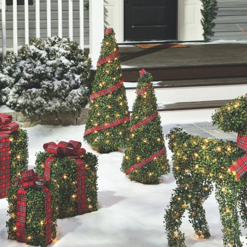 NOMA Pre Lit Incandescent Light Up Winter Garden Cone Trees Outdoor