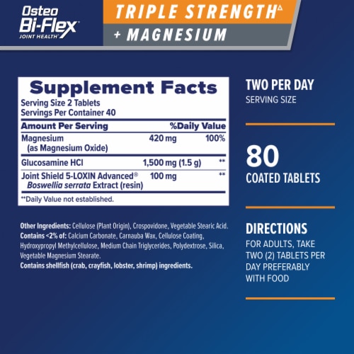Osteo Bi-Flex Glucosamine with Magnesium, Joint Supplement, Coated Tablets Perspective: left