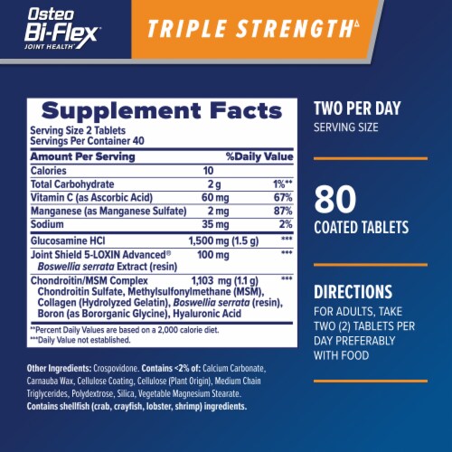 Osteo Bi-Flex Triple Strength, Joint Health Supplement, Glucosamine Chondroitin, Coated Tablets Perspective: left