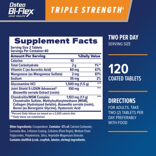 Osteo Bi-Flex Triple Strength, Joint Health Supplement, Glucosamine Chondroitin, Coated Tablets Perspective: left