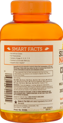Sundown Naturals Complete Omega Wild Alaskan Salmon Oil Softgels 3000mg Perspective: left