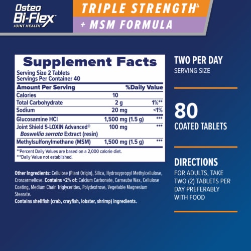 Osteo Bi-Flex Triple Strength with MSM, Glucosamine, Joint Health Supplement, Coated Tablets Perspective: left