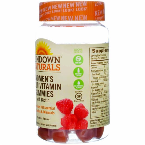 Sundown Naturals Women's Multivitamin Raspberry Flavored Gummies Perspective: left
