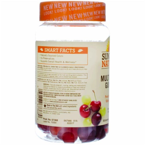 Sundown Naturals Multivitamin Grape Orange & Cherry Flavored Gummies Perspective: left