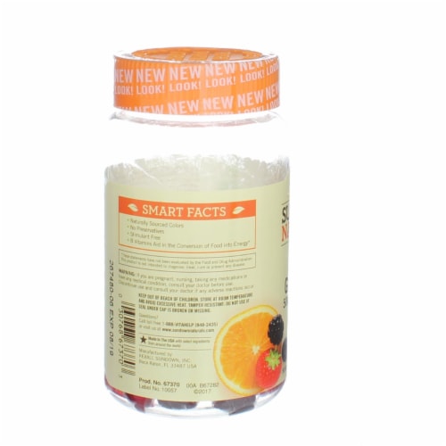 Sundown Naturals Raspberry Mixed Berry & Orange Flavored B12 Gummies Perspective: left