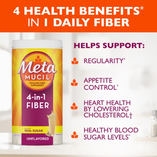 Metamucil Daily Psyllium Husk Powder Supplement Perspective: left