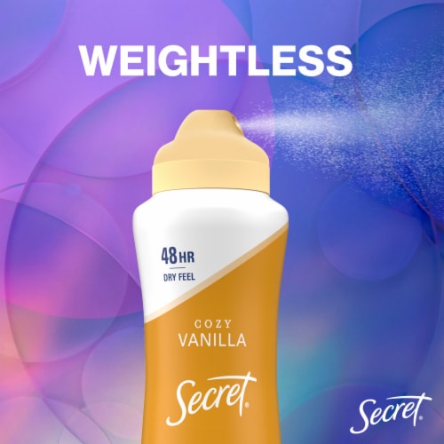 Secret for Women Antiperspirant Deodorant Dry Spray Vanilla and Argan Oil Scent Perspective: left