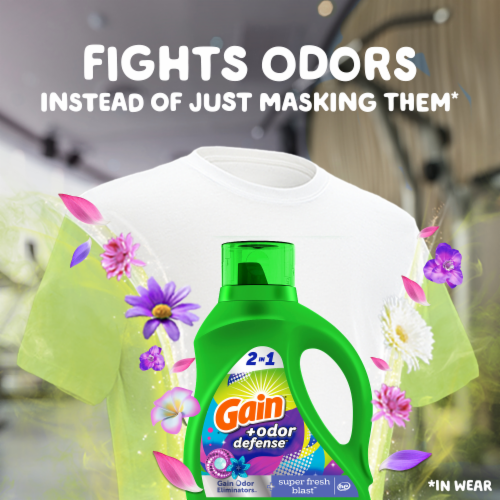 Gain Odor Defense Super Fresh Blast Liquid Laundry Detergent Perspective: left