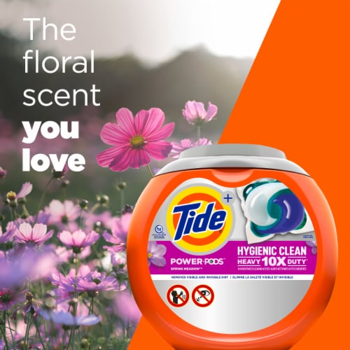 Tide® Hygienic Clean Power Pods™ Spring Meadow Laundry Detergent Pacs Perspective: left