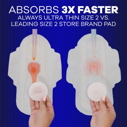 Always Ultra Thin Size 5 Extra Heavy Overnight Unscented Pads with Wings Perspective: left