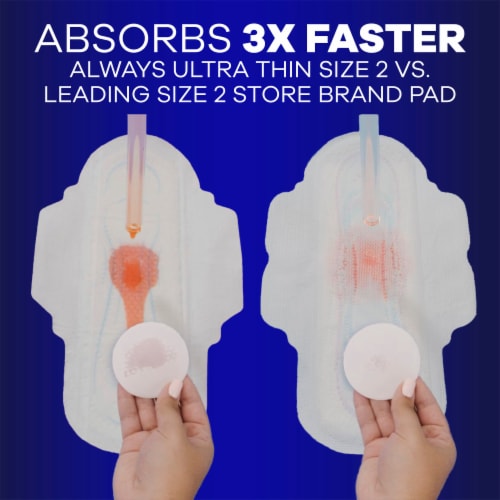 Always Ultra Thin Pads with Wings Overnight Absorbency Size 4 Unscented Perspective: left