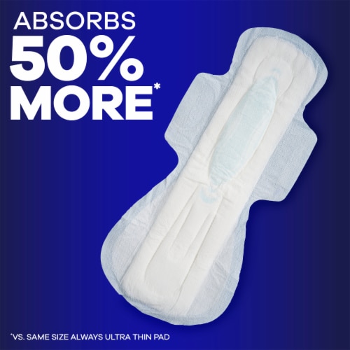 Always Maxi Pads with Wings Extra Heavy Overnight Absorbency Size 5 Unscented Perspective: left