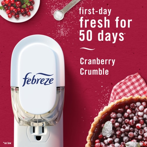 Febreze Odor-Fighting Fade Defy PLUG Air Freshener Cranberry Tart Oil Refill Perspective: left
