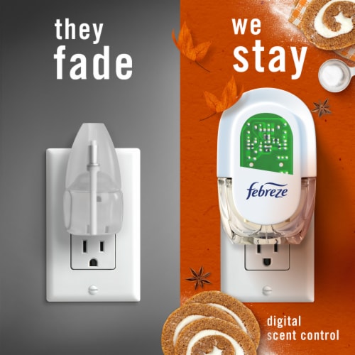 Febreze Odor-Fighting Fade Defy PLUG Air Freshener Pumpkin Roll Oil Refill Perspective: left