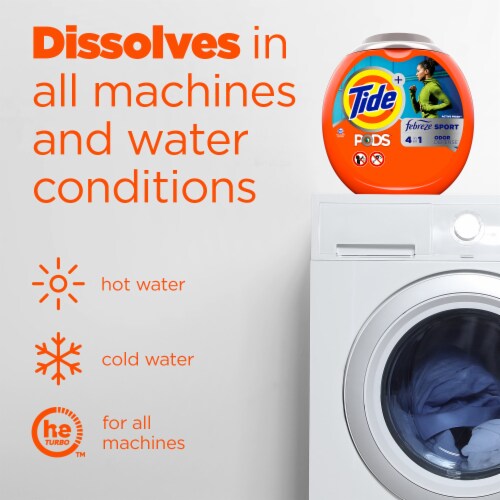 Tide PODS with Febreze Sport Odor Liquid Laundry Detergent Soap Pacs Perspective: left