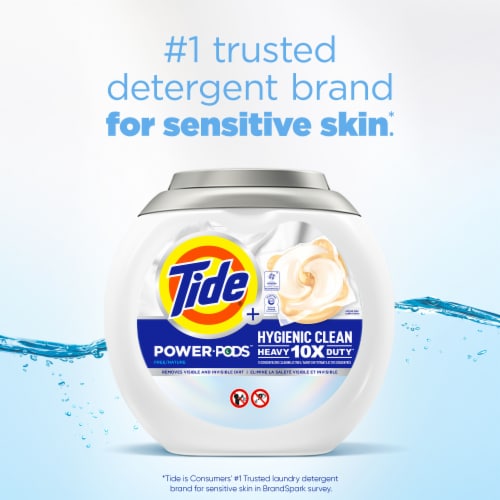Tide Power PODS Hygienic Clean Heavy Duty Free Liquid Laundry Detergent Pacs Perspective: left