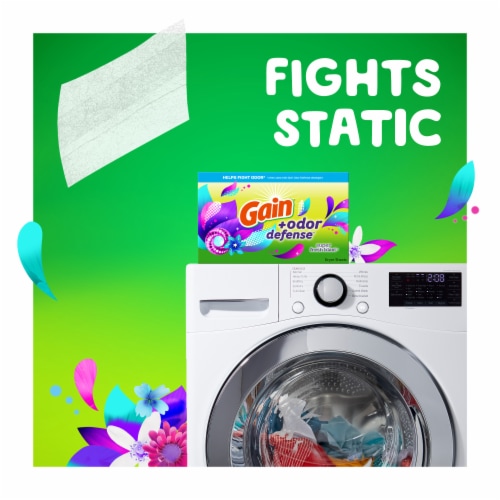 Gain + Odor Defense Super Fresh Blast Scent Dryer Sheets Perspective: left