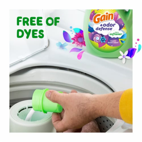 Gain + Odor Defense Liquid Fabric Softener, Super Fresh Blast Scent, 190 Loads, HE Compatible Perspective: left