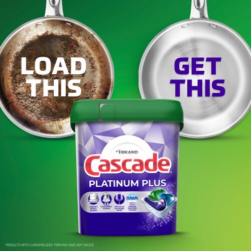 Cascade Platinum Plus Fresh ActionPacs Dishwasher Detergent Pods Perspective: left