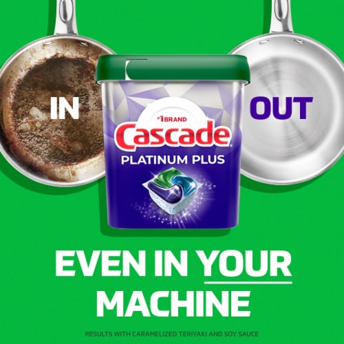 Cascade Platinum Plus Mountain ActionPacs Dishwasher Detergent Pods Perspective: left