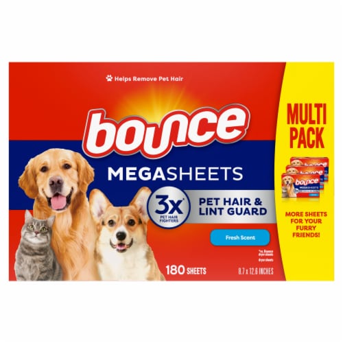 Bounce Pet Hair Guard Fresh Scent Dryer Sheets Perspective: left