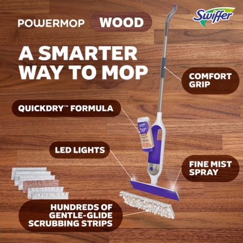 Swiffer Power Mop Wood Hardwood Floor Cleaner for Mopping QuickDry Cleaning Set Lemon Scent Perspective: left