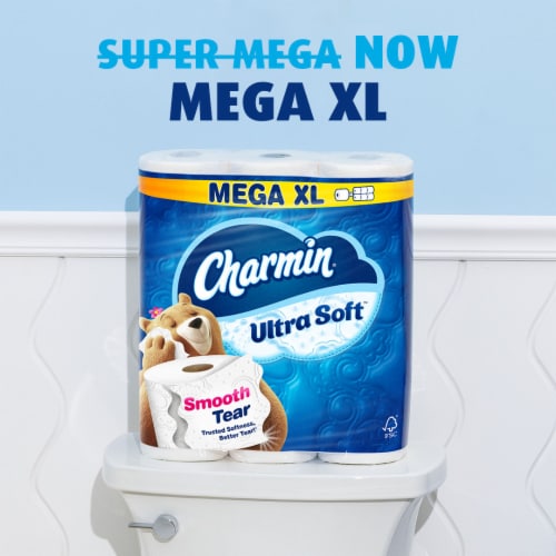 Charmin Ultra Soft 18 Mega XL Toilet Paper Rolls Perspective: left